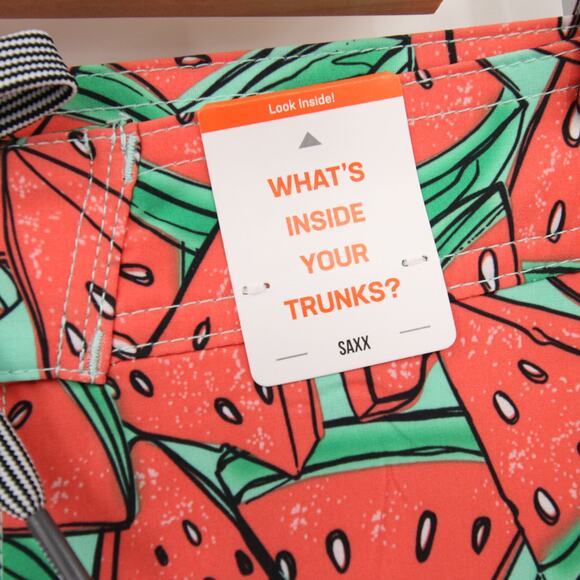 SAXX Swim Trunks Red Green Watermelon Print Betawave 2N1 Cooling Liner 36 NWT - Picture 11 of 15